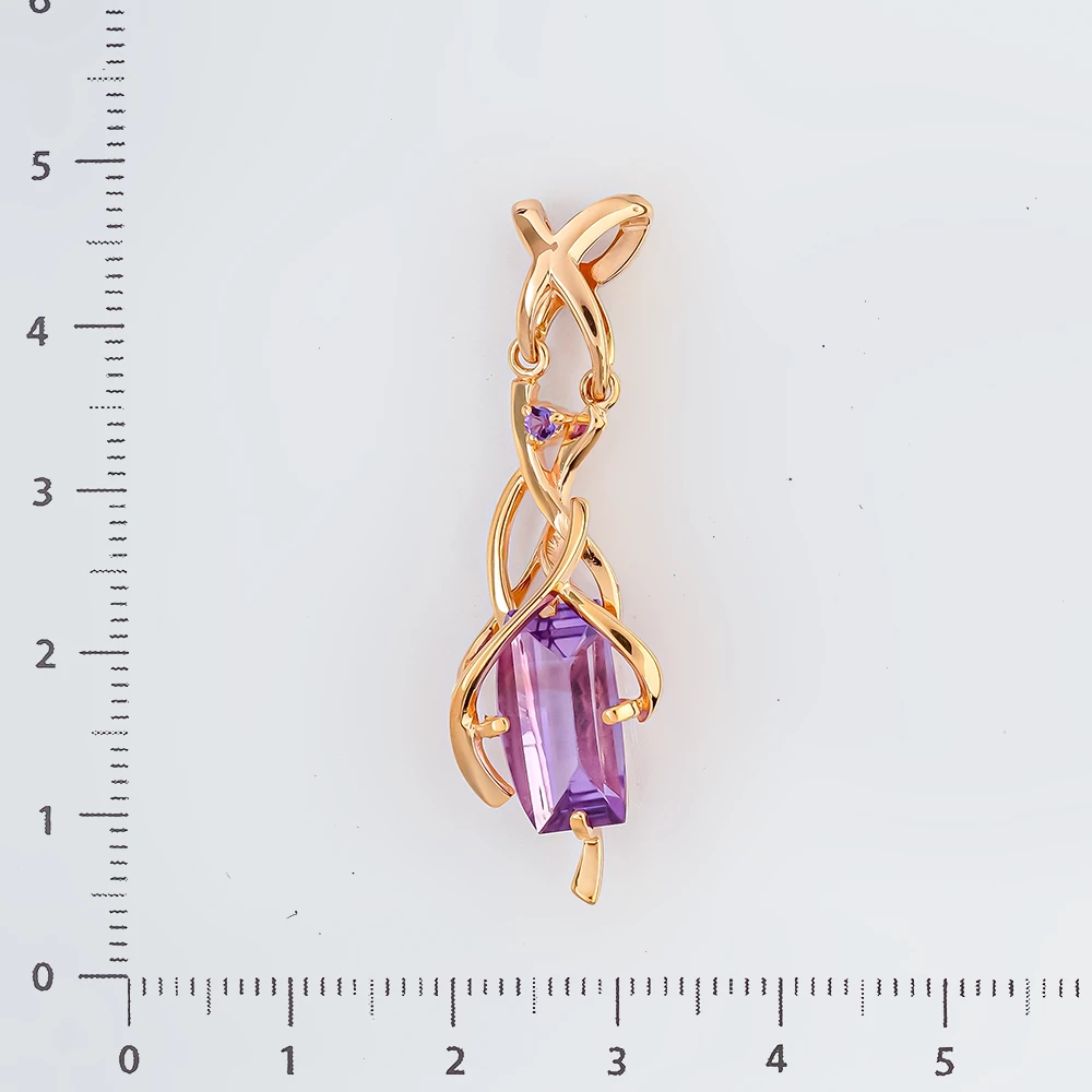 Подвес с аметистом из красного золота 585 пробы