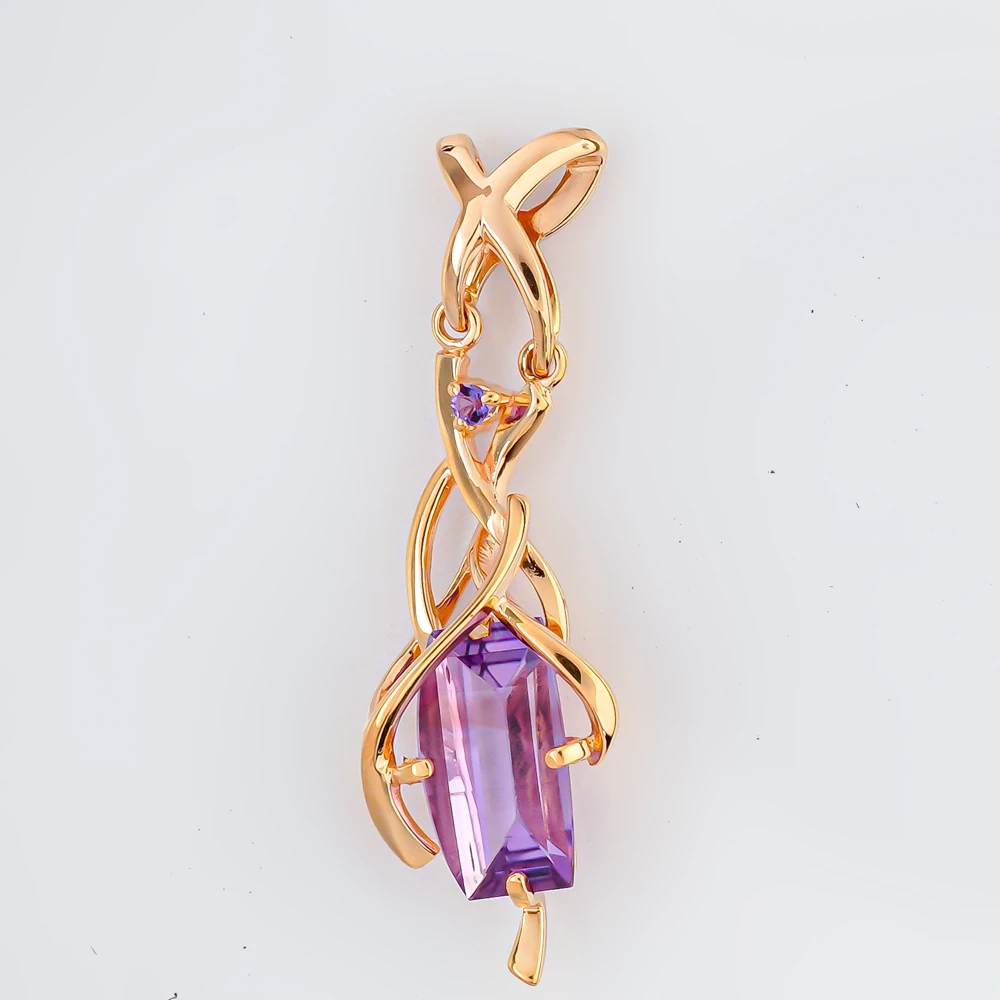 Подвес с аметистом из красного золота 585 пробы