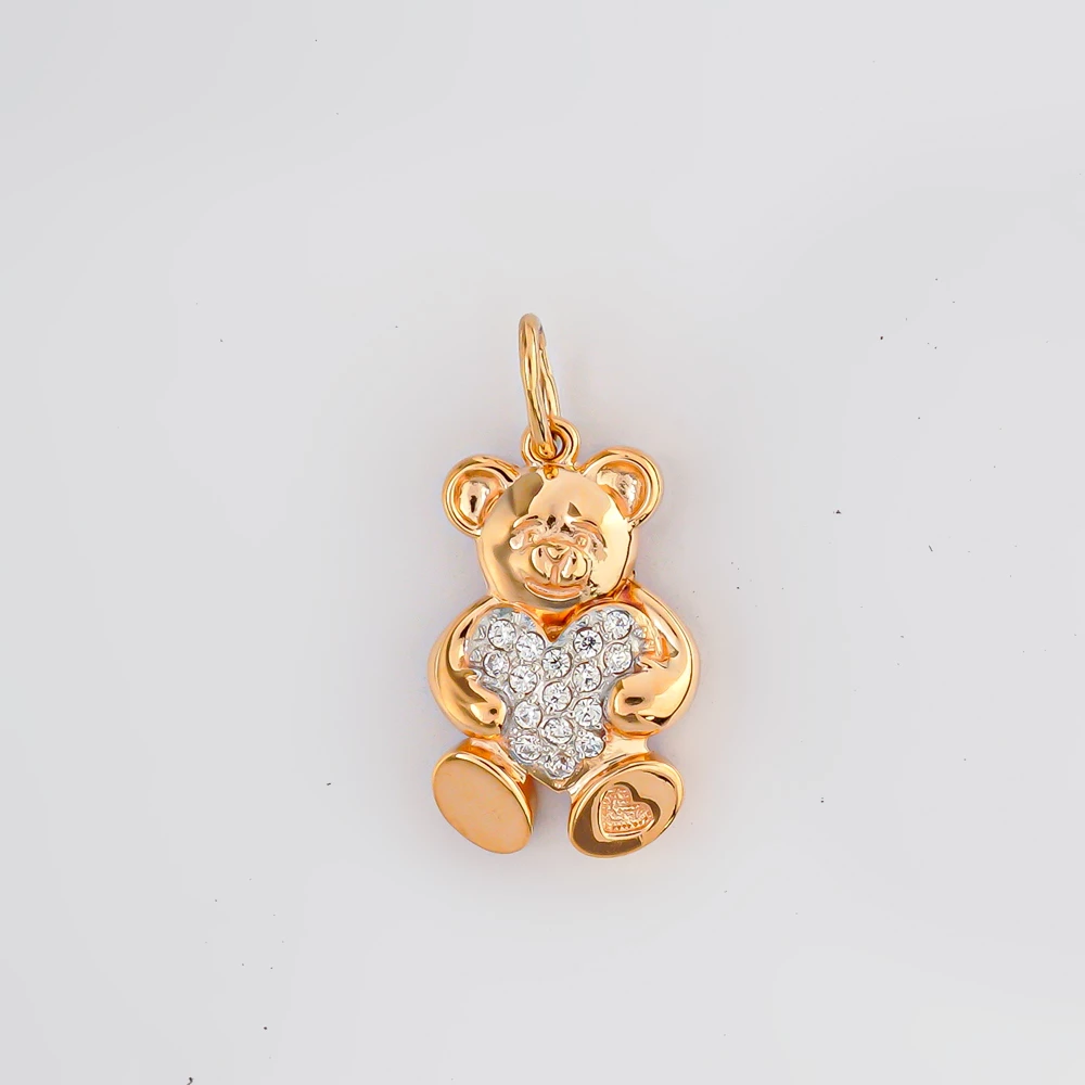 Подвес с фианитом из красного золота 585 пробы