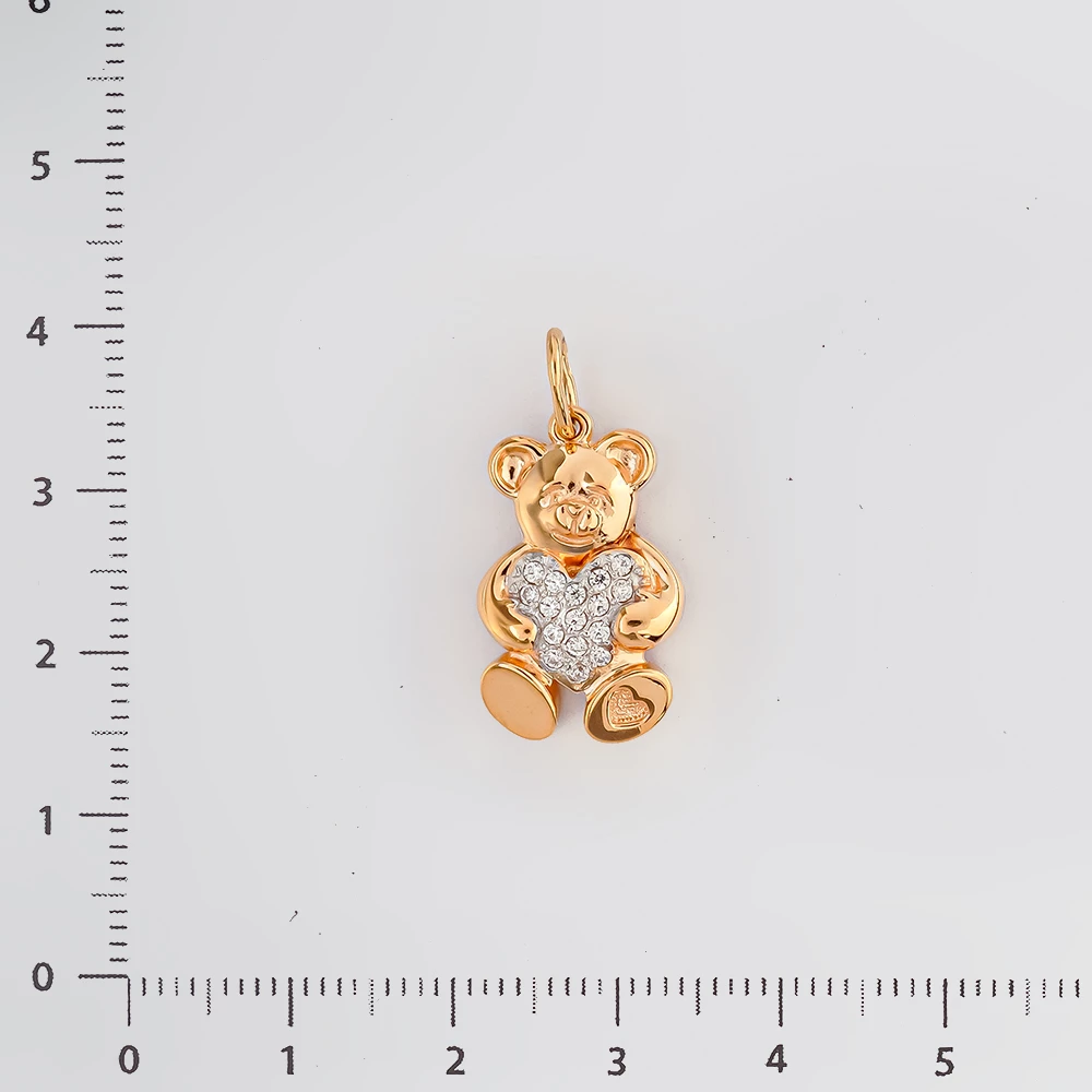 Подвес с фианитом из красного золота 585 пробы