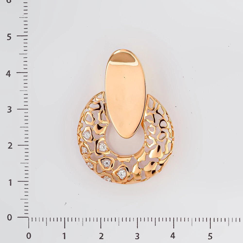 Подвес с фианитом из красного золота 585 пробы