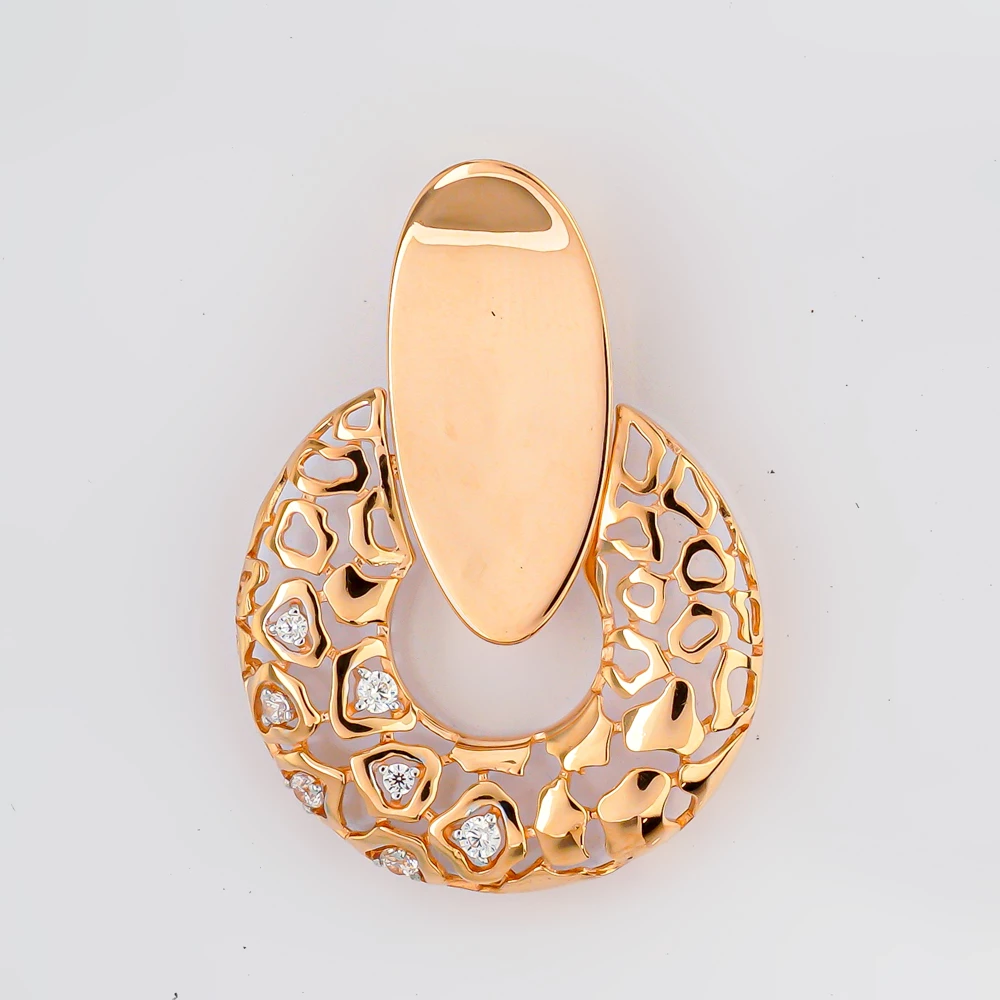 Подвес с фианитом из красного золота 585 пробы