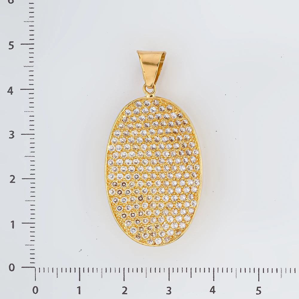 Подвес с фианитом из желтого золота 585 пробы