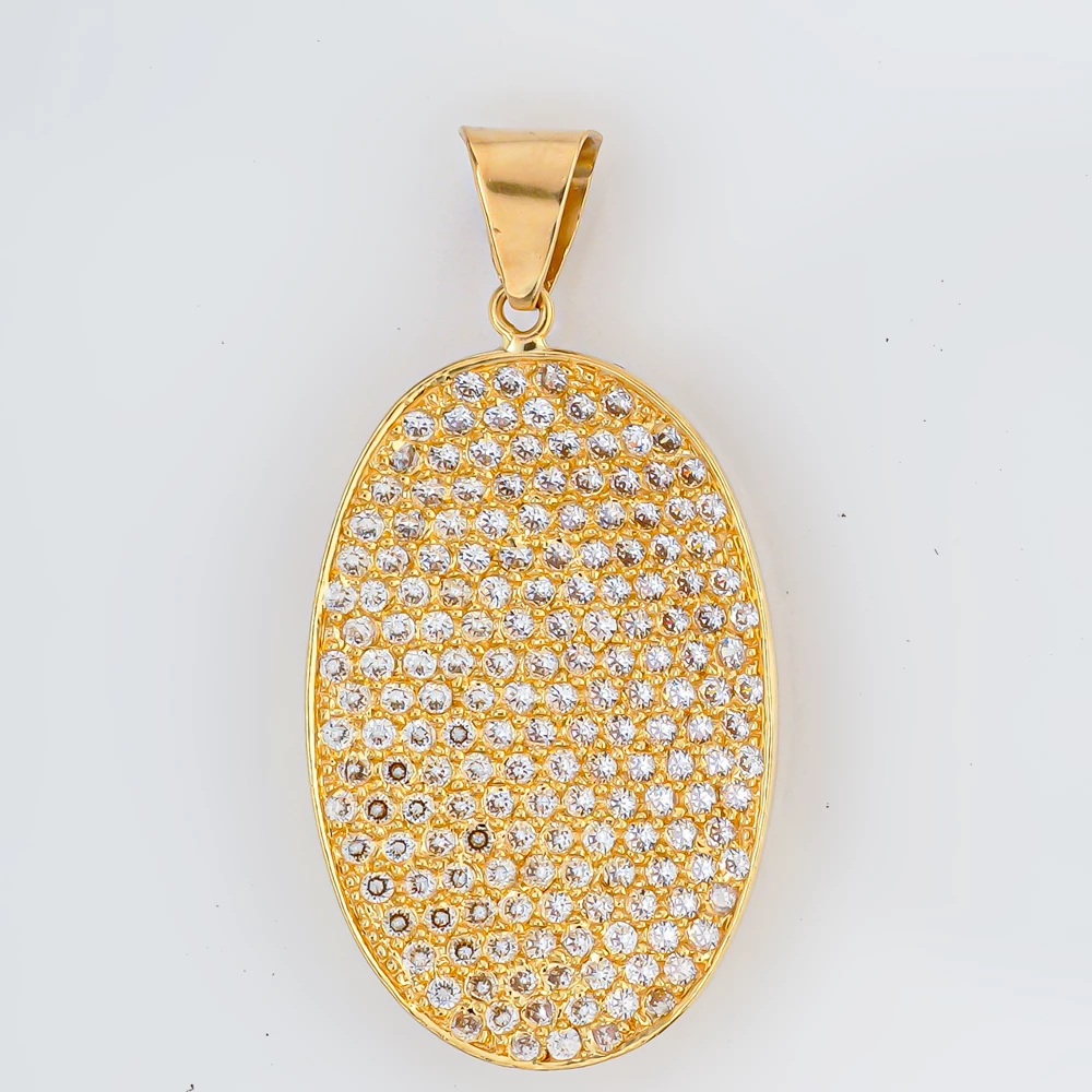 Подвес с фианитом из желтого золота 585 пробы