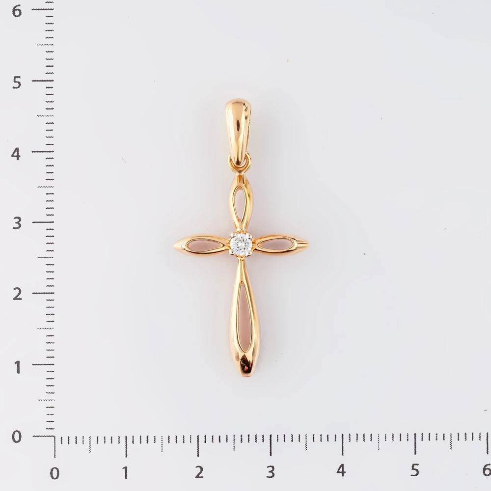 Подвес с бриллиантом из красного золота 585 пробы