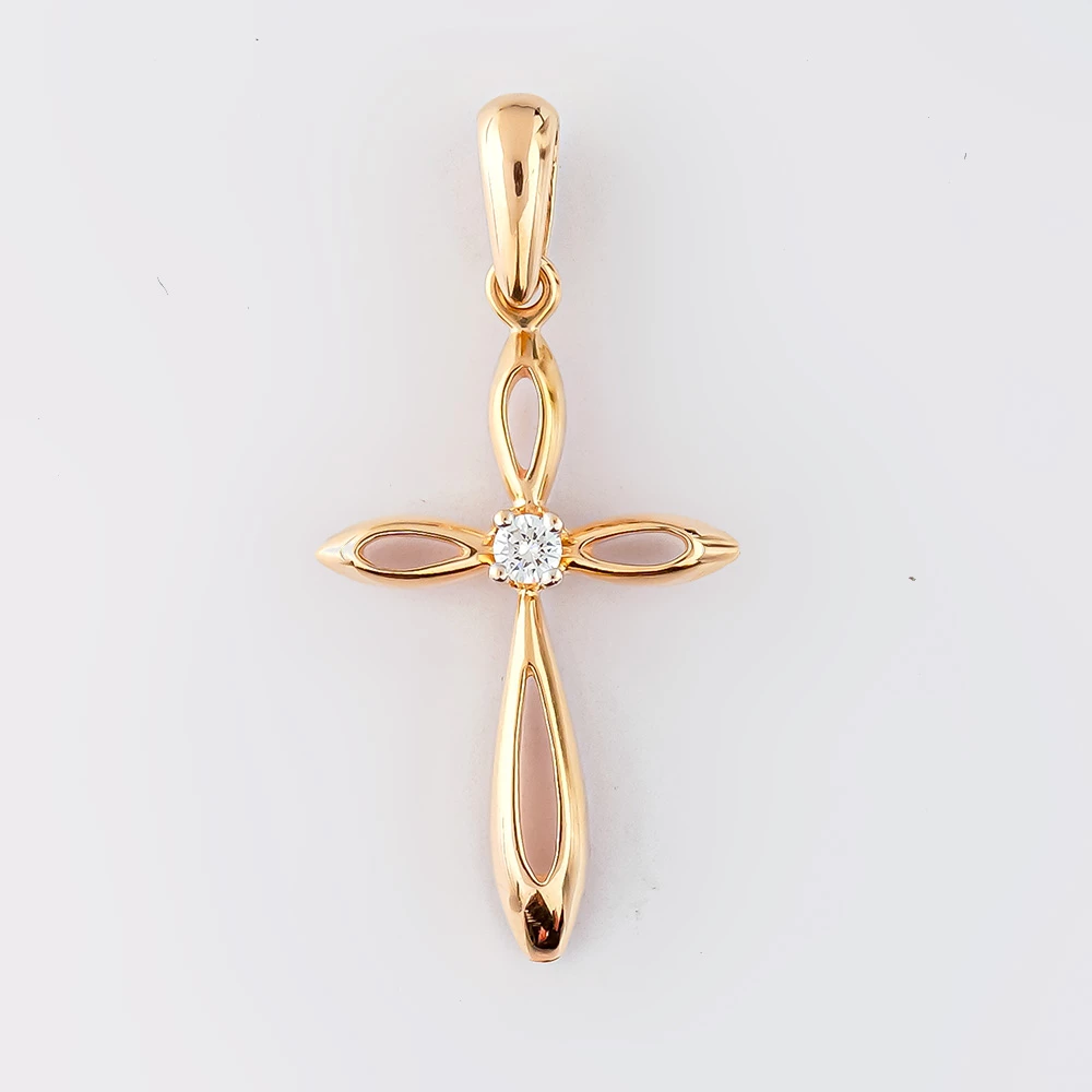 Подвес с бриллиантом из красного золота 585 пробы