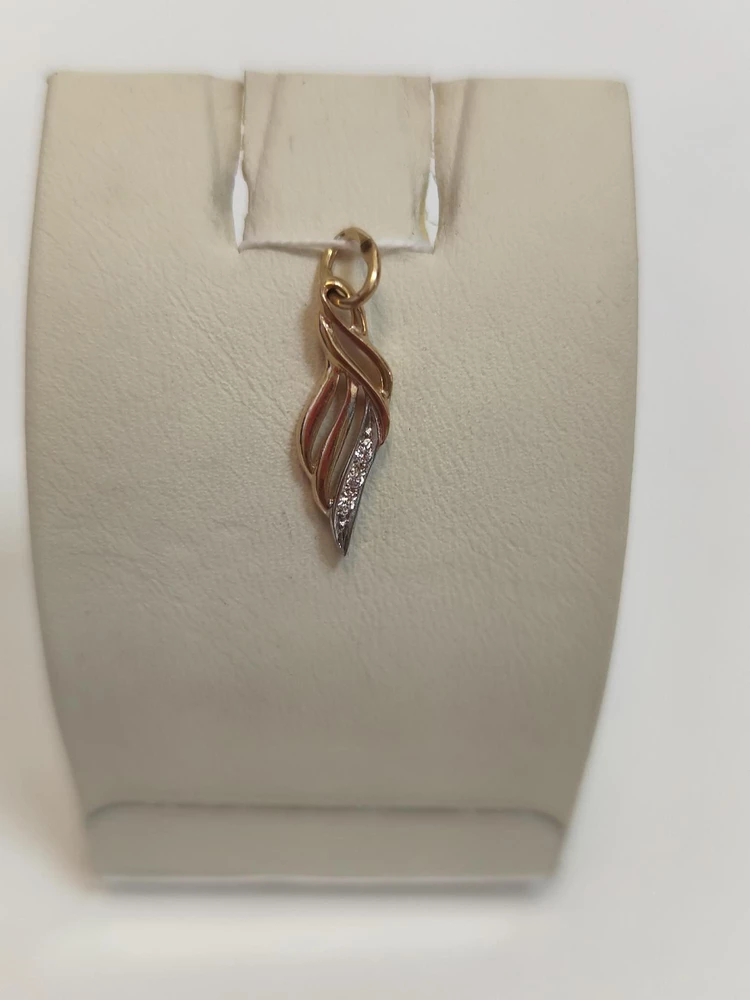 Подвес с фианитом из красного золота 585 пробы