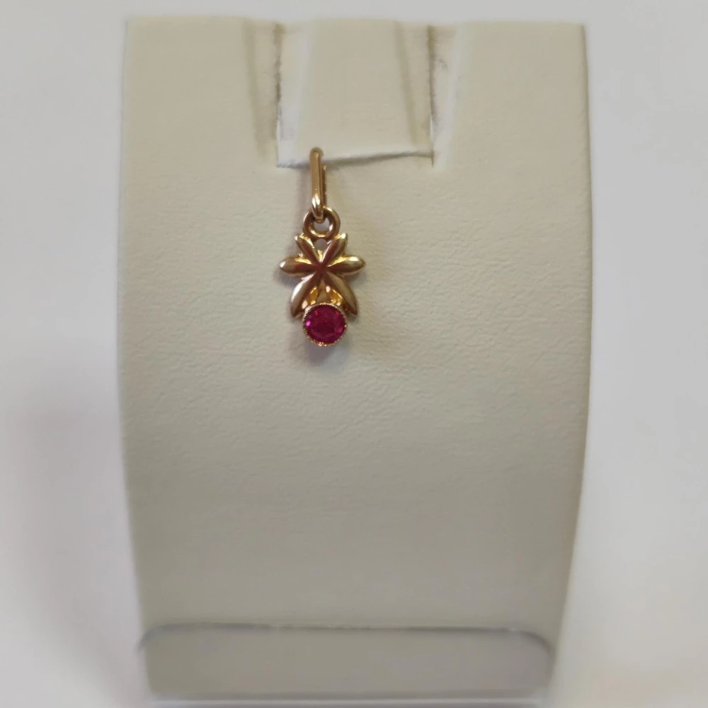 Подвес с фианитом из красного золота 583 пробы