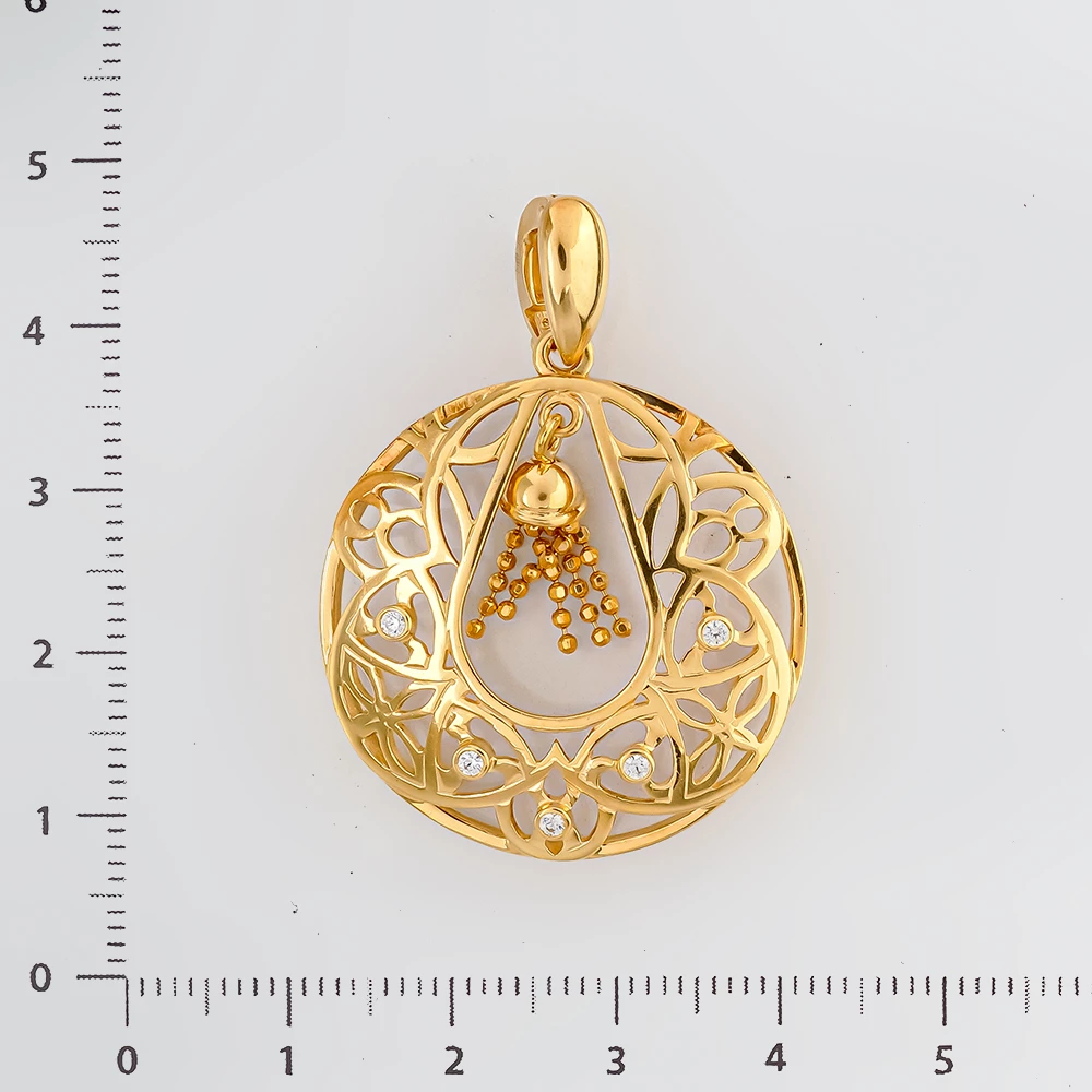 Подвес с фианитом из желтого золота 585 пробы