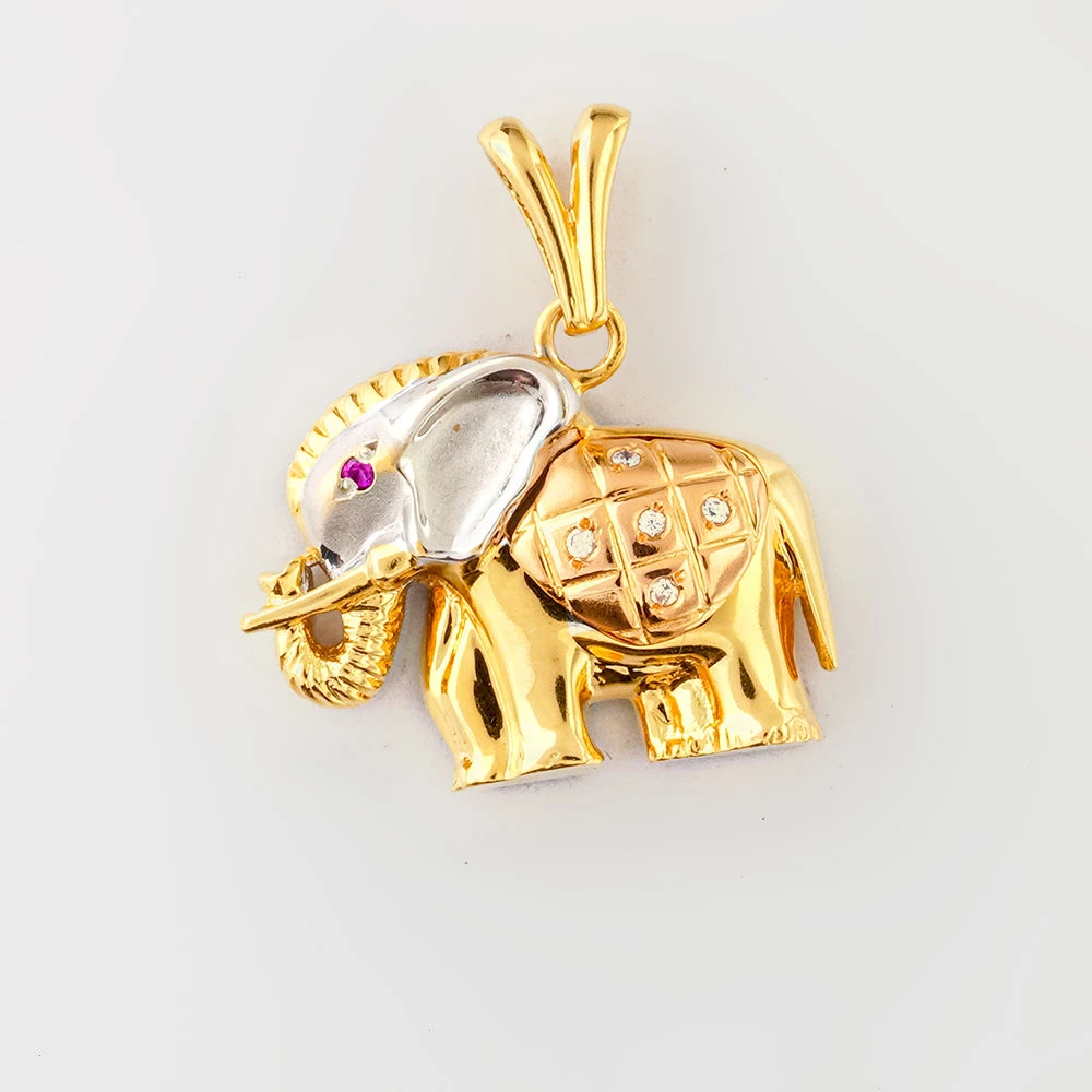 Подвес с рубином синтетическим из желтого золота 750 пробы