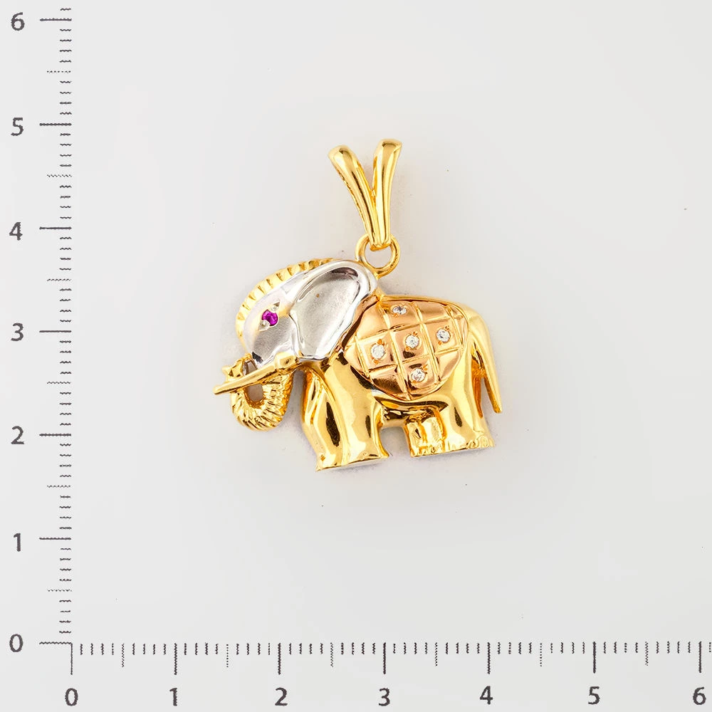 Подвес с рубином синтетическим из желтого золота 750 пробы