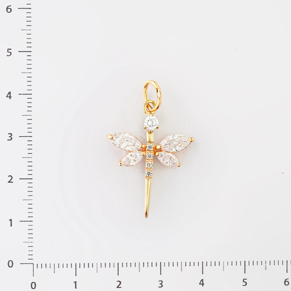 Подвес с фианитом из красного золота 585 пробы