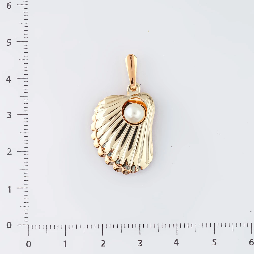 Подвес с культивированным жемчугом из красного золота 585 пробы