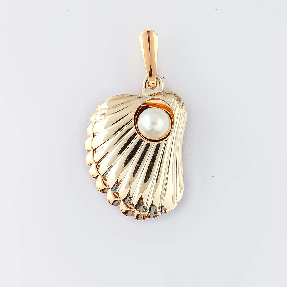 Подвес с культивированным жемчугом из красного золота 585 пробы