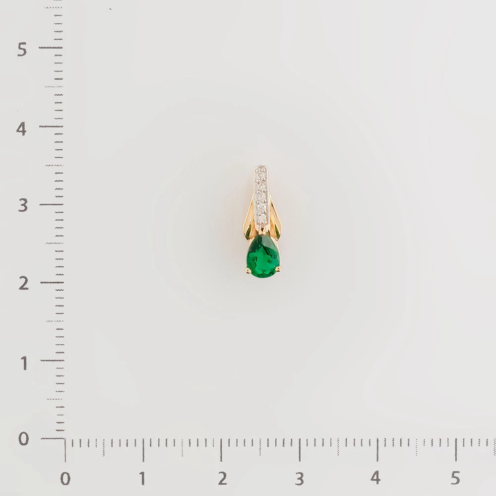 Подвес с изумрудом синтетическим из красного золота 585 пробы