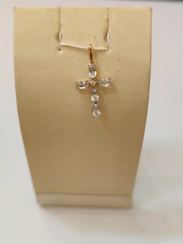 Подвес с топазом из красного золота 585 пробы