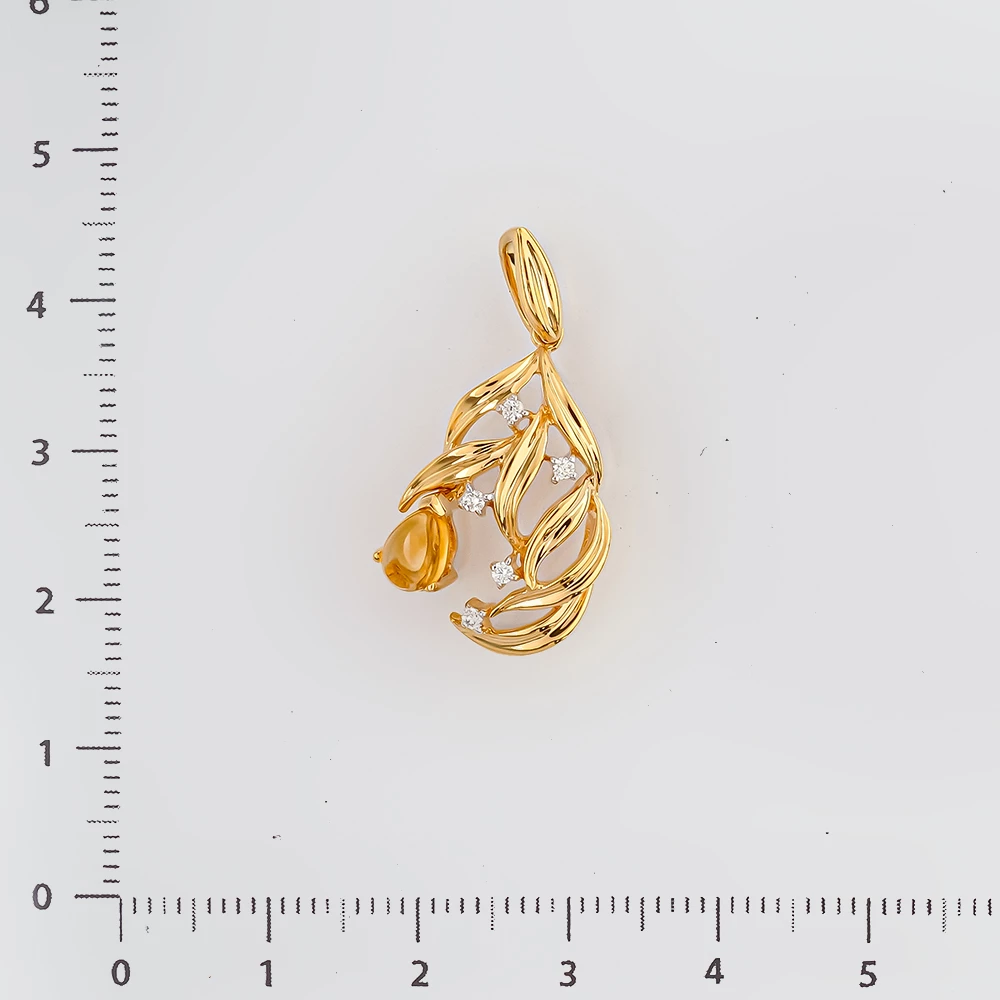 Подвес с цитрином из желтого золота 585 пробы