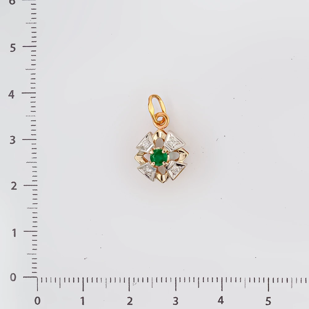 Подвес с изумрудом из красного золота 585 пробы