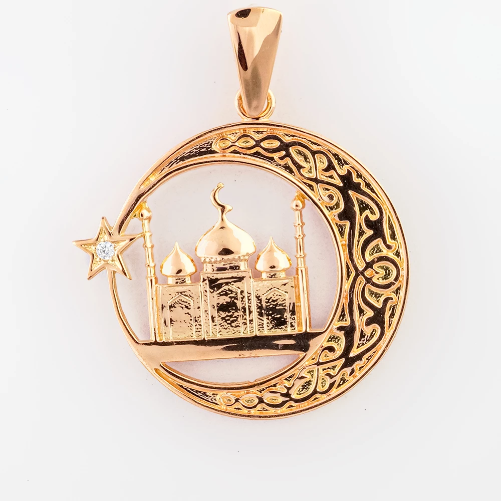 Подвес с фианитом из красного золота 585 пробы