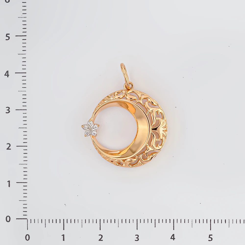 Подвес с фианитом из красного золота 585 пробы