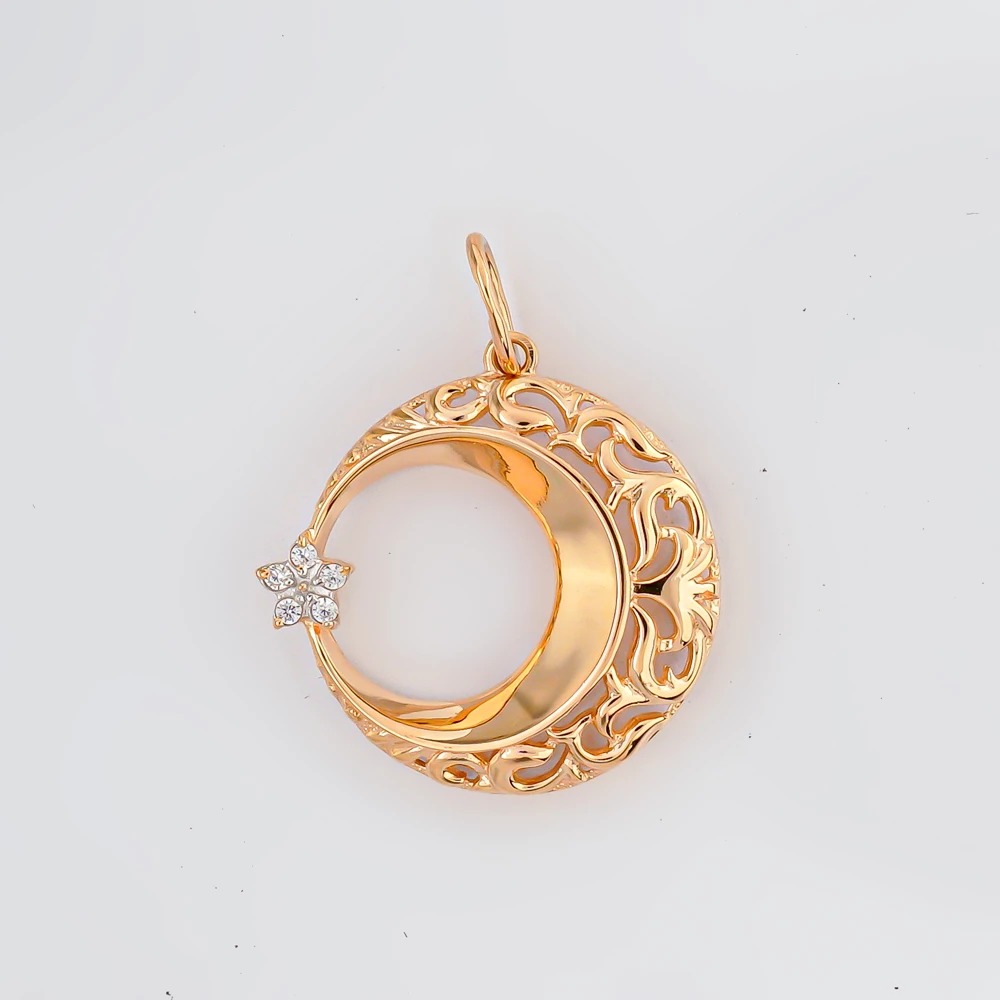 Подвес с фианитом из красного золота 585 пробы