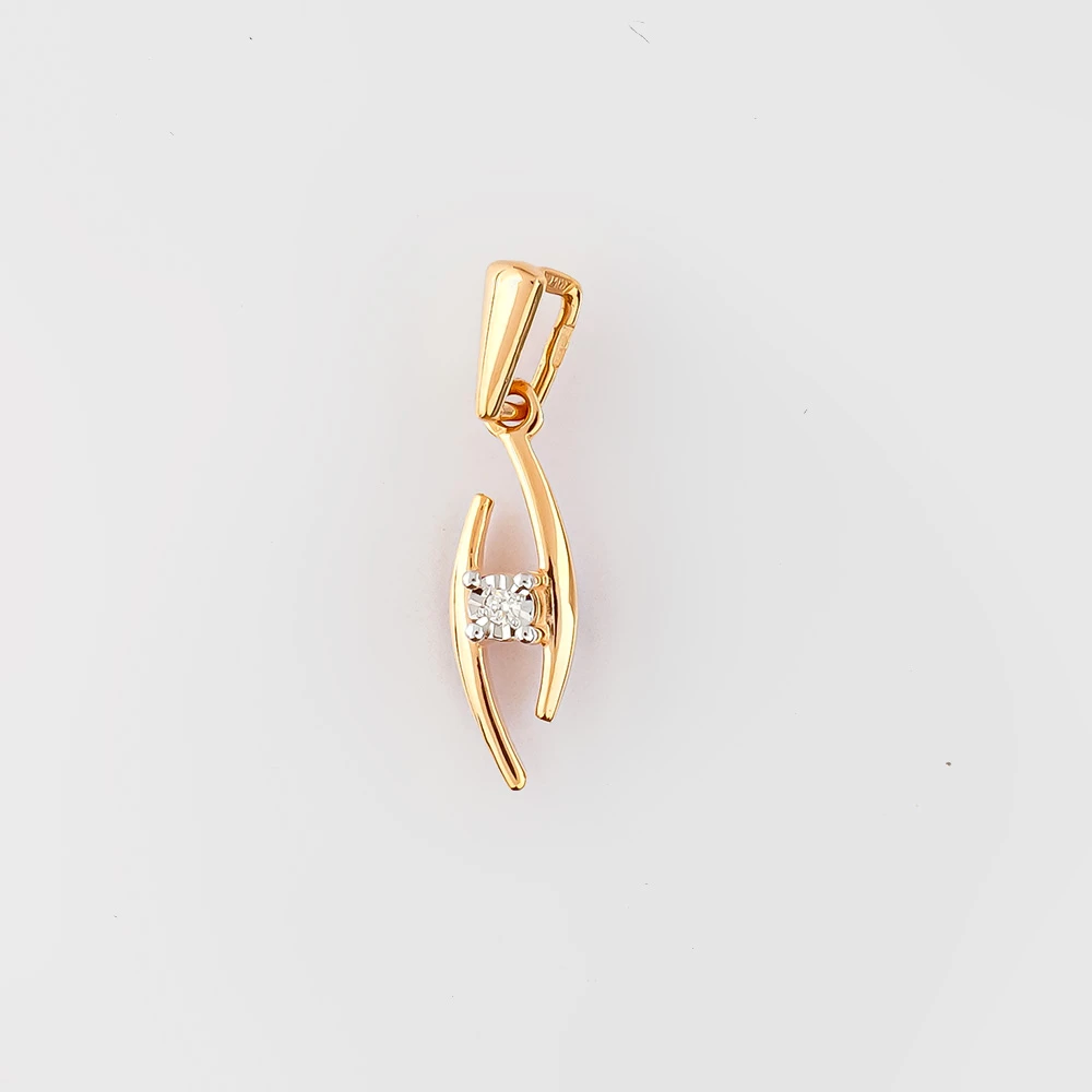 Подвес с бриллиантом из красного золота 585 пробы