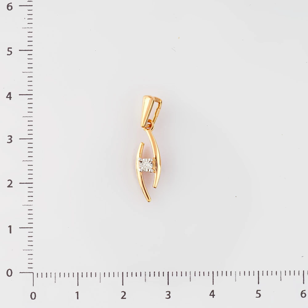 Подвес с бриллиантом из красного золота 585 пробы