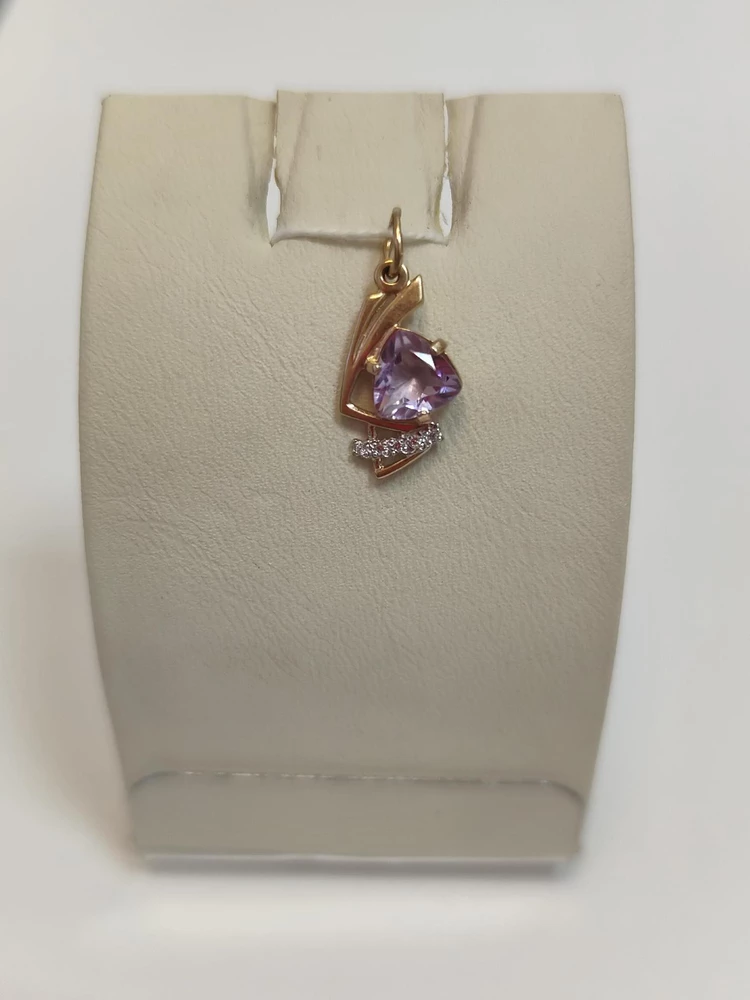 Подвес с аметистом из красного золота 585 пробы