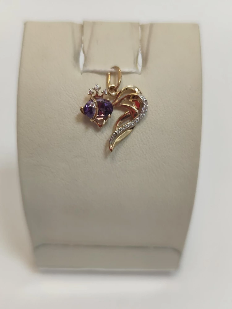 Подвес с аметистом из красного золота 585 пробы