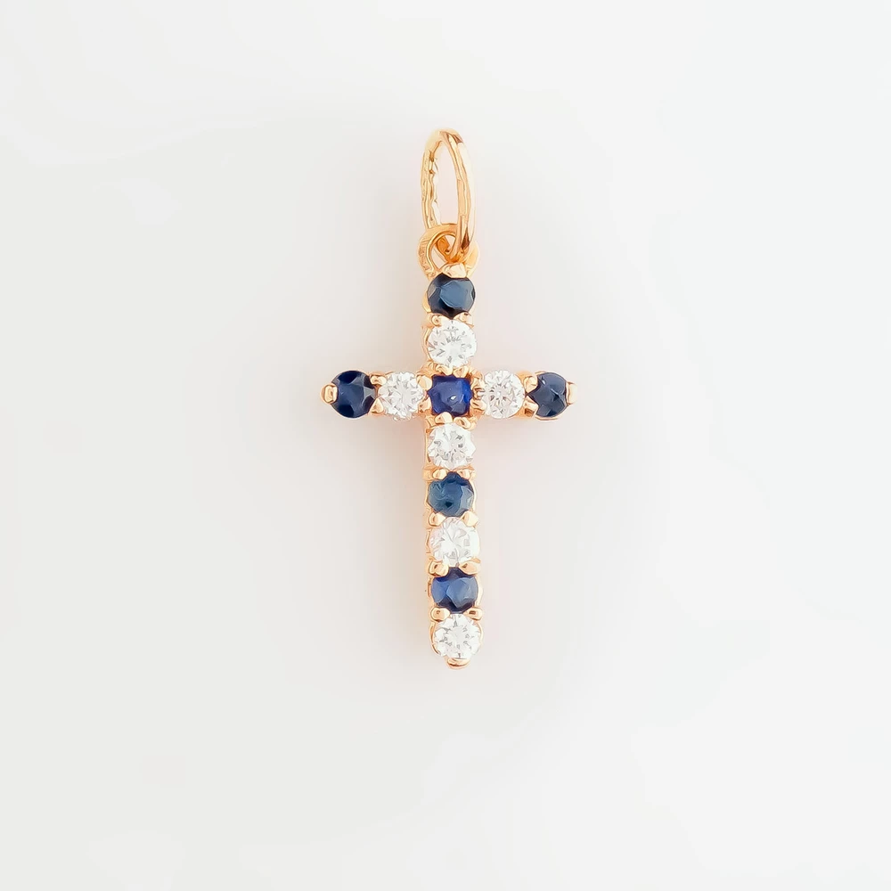 Подвес с сапфиром из красного золота 585 пробы