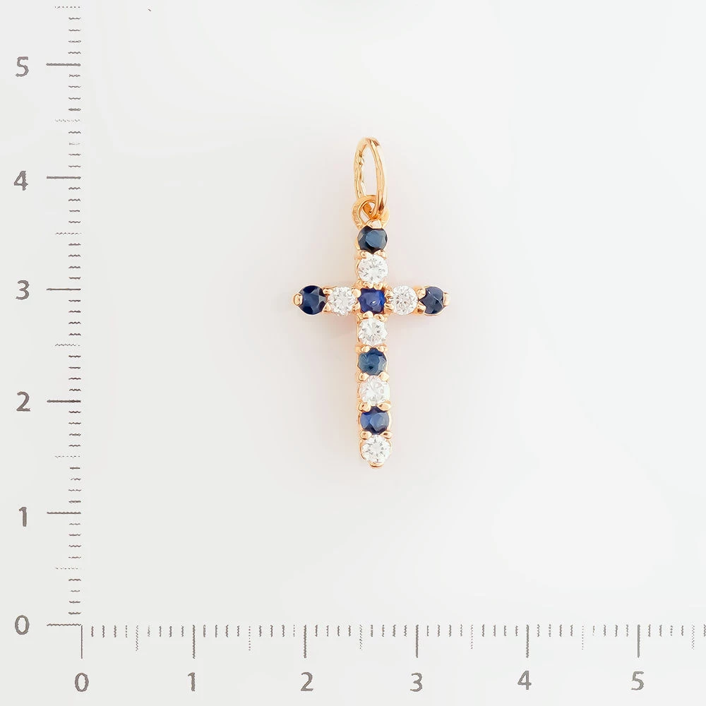 Подвес с сапфиром из красного золота 585 пробы