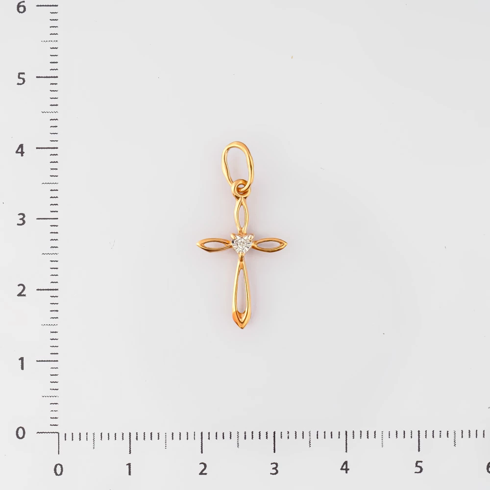 Подвес с бриллиантом из красного золота 585 пробы