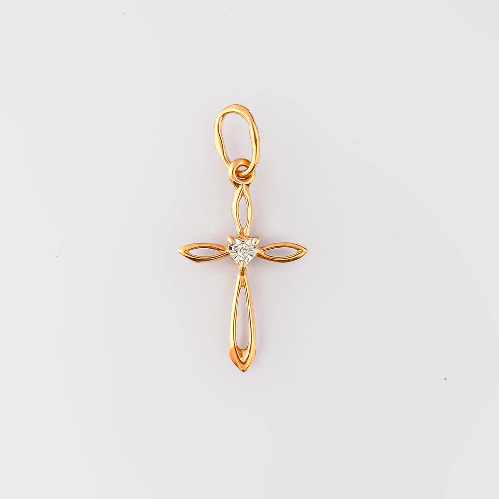 Подвес с бриллиантом из красного золота 585 пробы