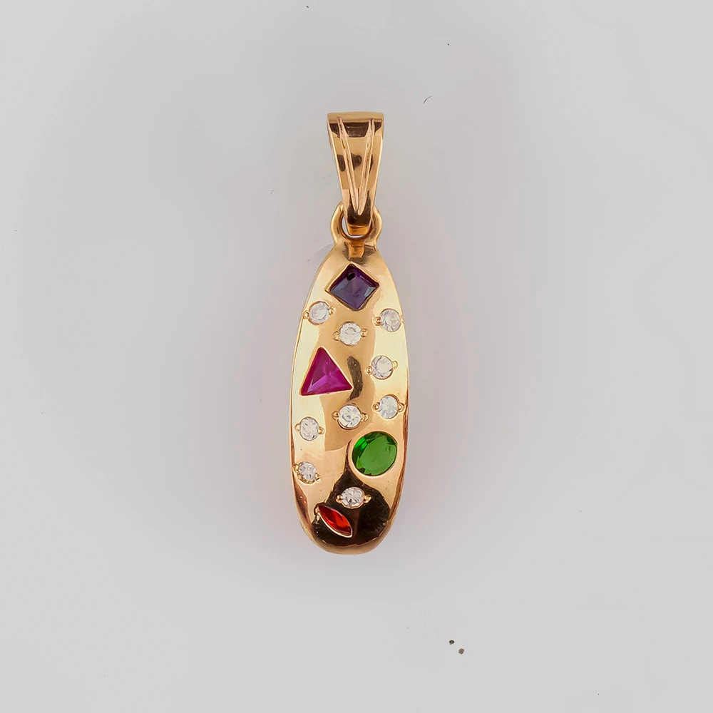 Подвес с фианитом из красного золота 500 пробы