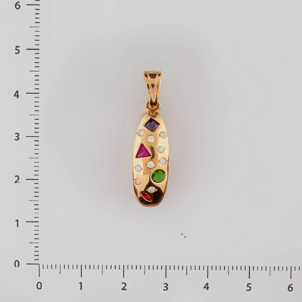 Подвес с фианитом из красного золота 500 пробы