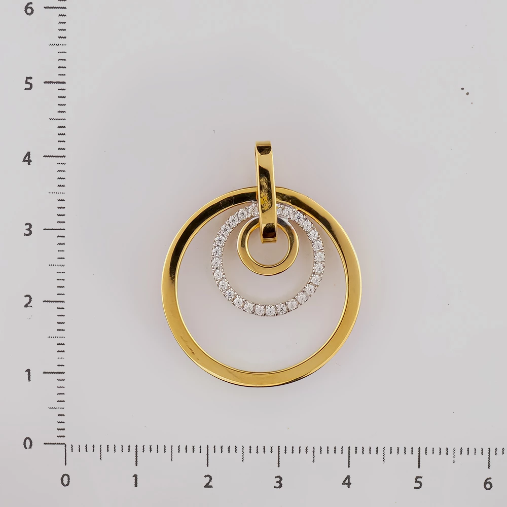 Подвес с фианитом из красного золота 585 пробы