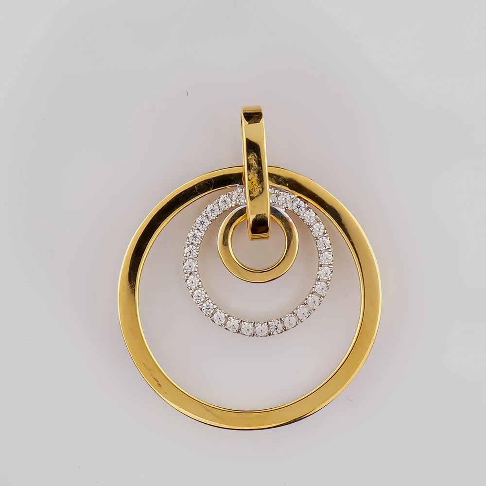 Подвес с фианитом из красного золота 585 пробы