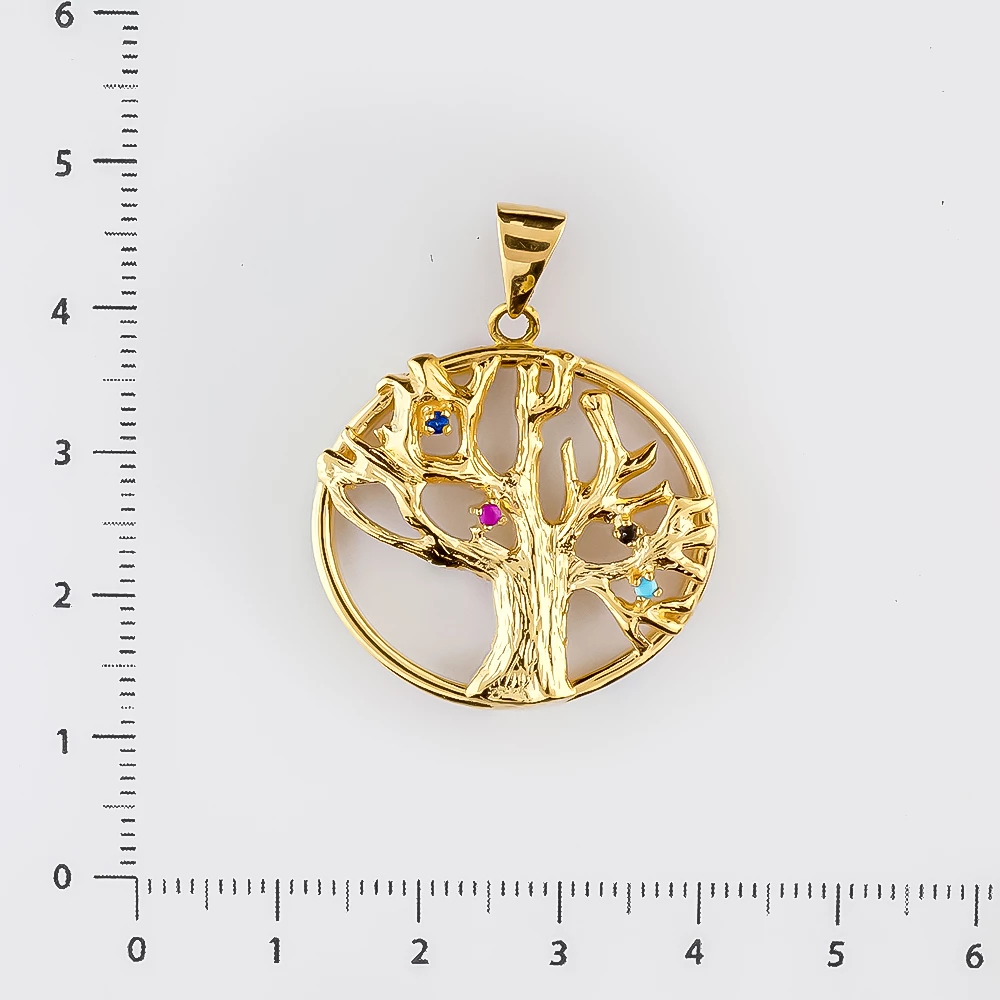 Подвес с фианитом из желтого золота 585 пробы