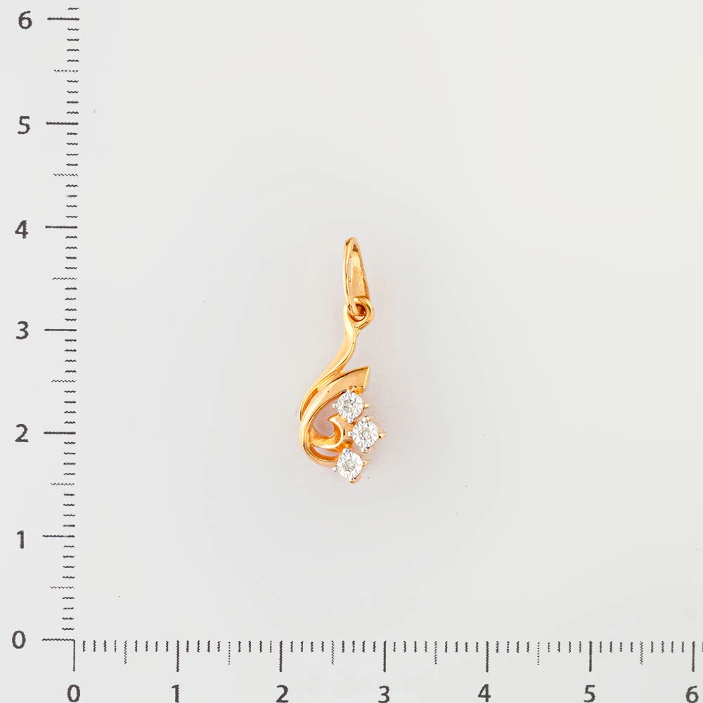 Подвес с бриллиантом из красного золота 585 пробы