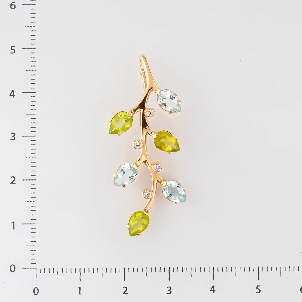 Подвес с хризолитом из красного золота 585 пробы