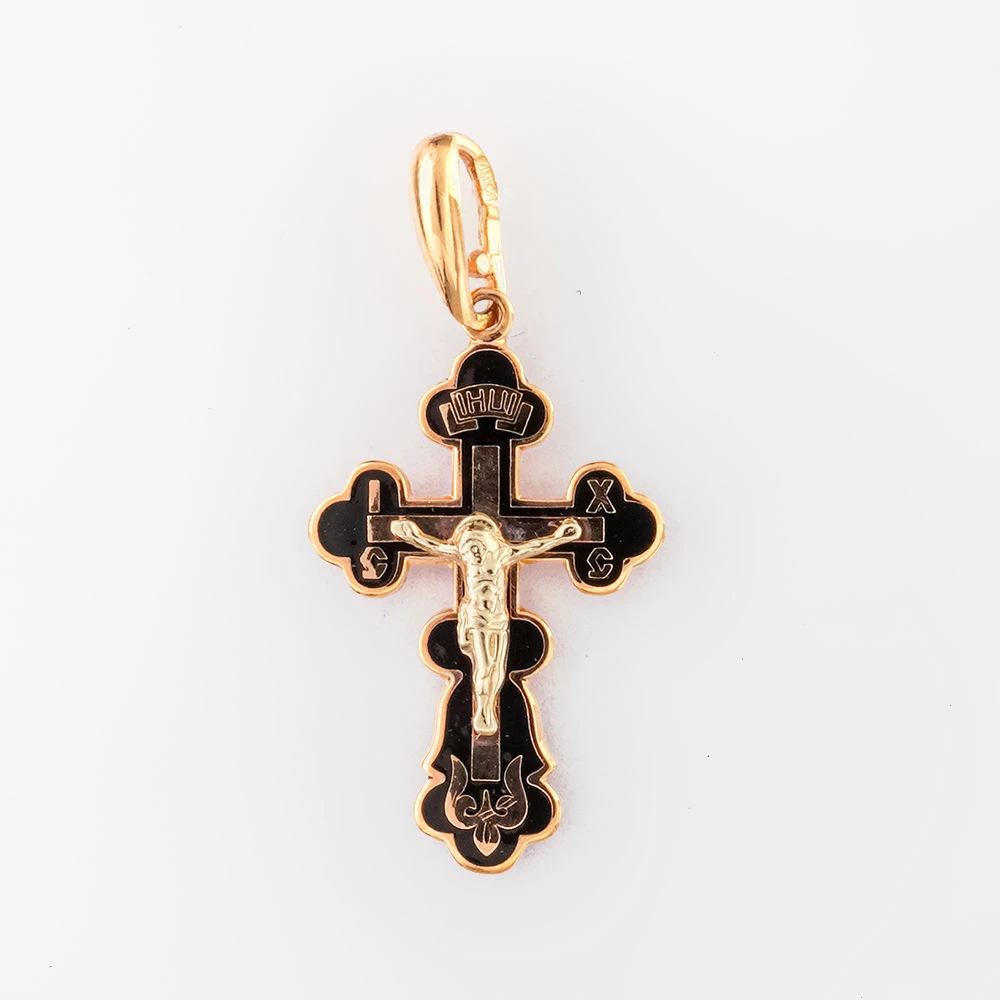 Подвес с эмалью из красного золота 585 пробы