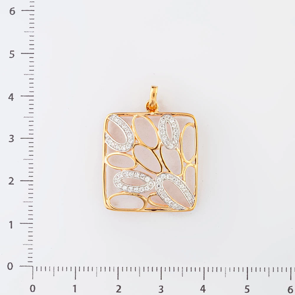 Подвес с фианитом из красного золота 585 пробы