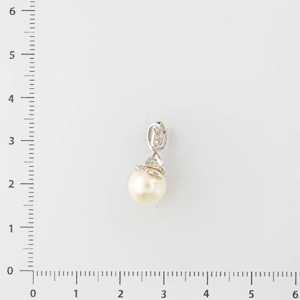 Подвес с культивированным жемчугом из белого золота 585 пробы