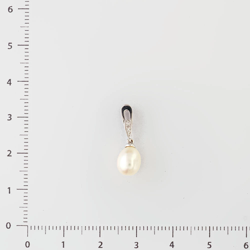 Подвес с культивированным жемчугом из белого золота 585 пробы