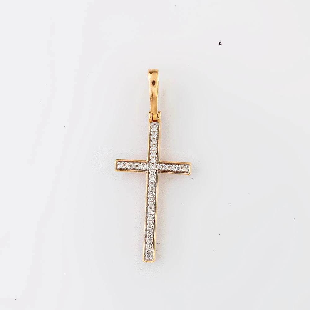 Подвес с бриллиантом из красного золота 585 пробы