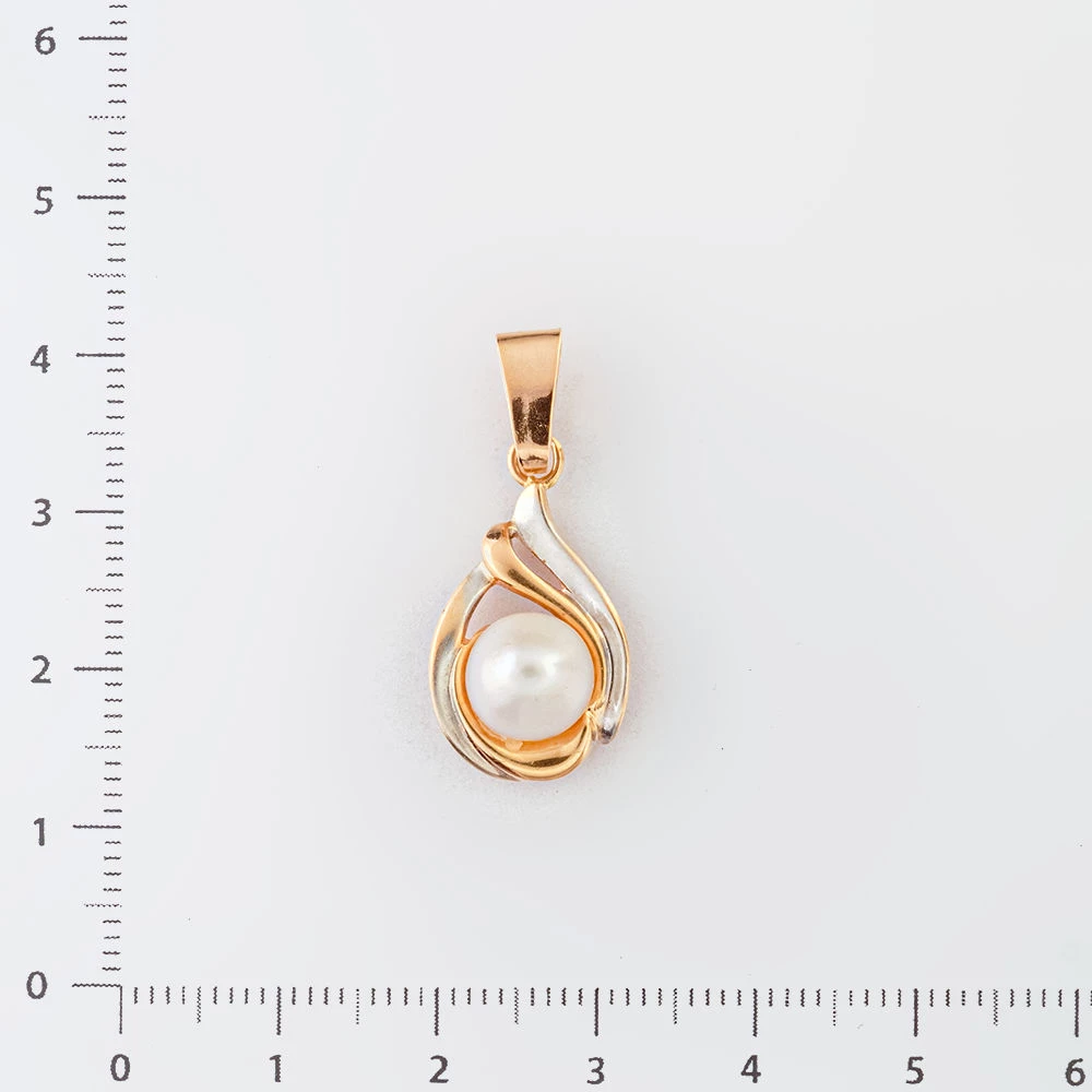 Подвес с культивированным жемчугом из красного золота 585 пробы