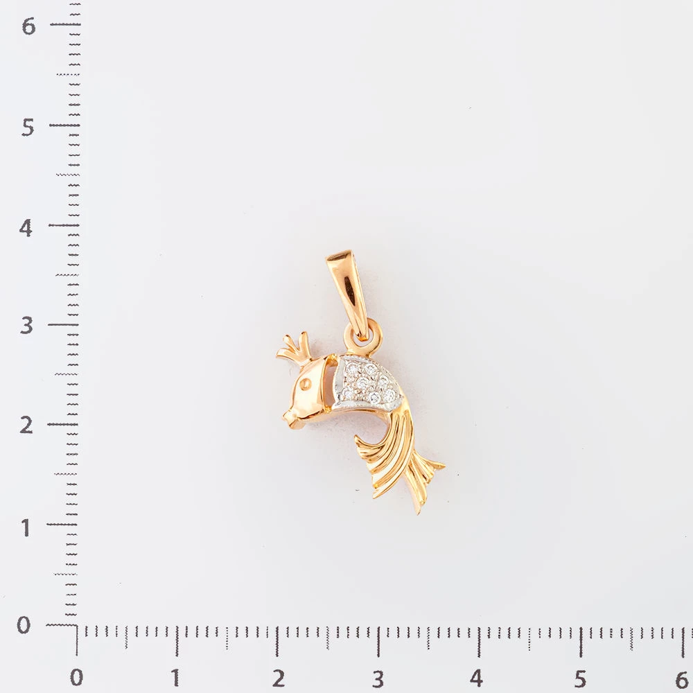 Подвес с фианитом из красного золота 585 пробы