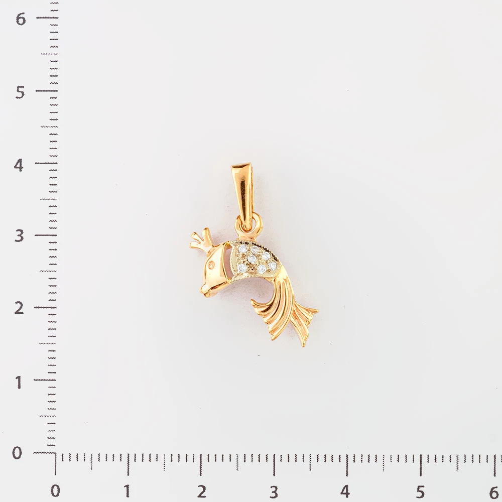 Подвес с фианитом из красного золота 585 пробы