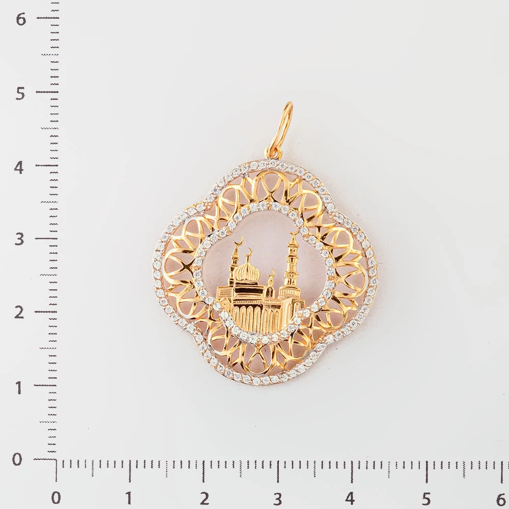 Подвес с фианитом из красного золота 585 пробы