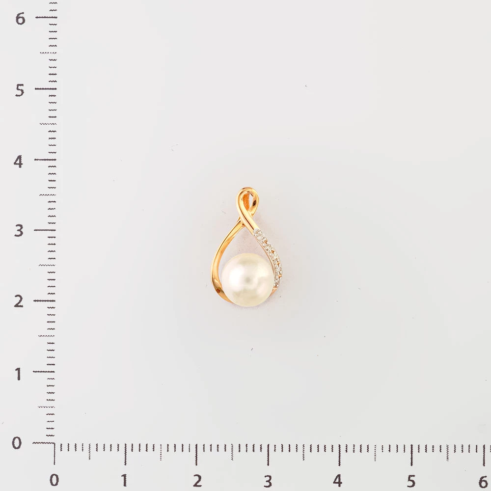 Подвес с культивированным жемчугом из красного золота 585 пробы